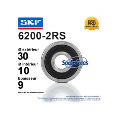 Roulement à billes 6200-2RS SKF. Double étanchéité 2