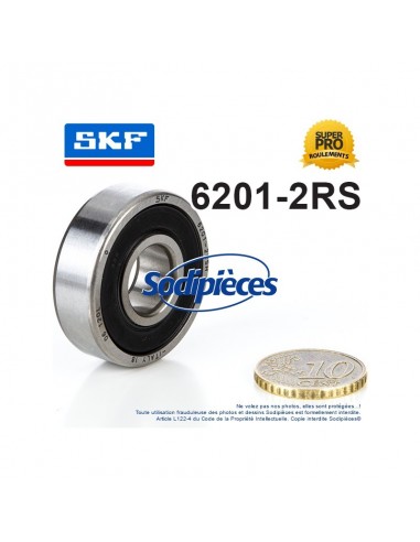 Roulement à billes 6201-2RS SKF. Double étanchéité