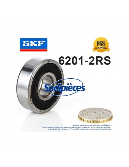 Roulement à billes 6201-2RS SKF. Double étanchéité