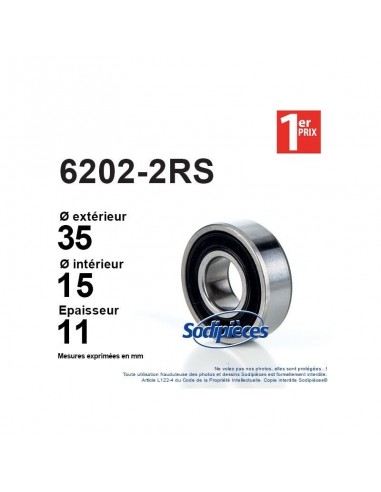 Roulement à billes 6202-2RS 1er Prix. Double étanchéité