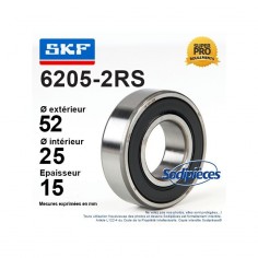 Roulement à billes 6205-2RS SKF. Double étanchéité