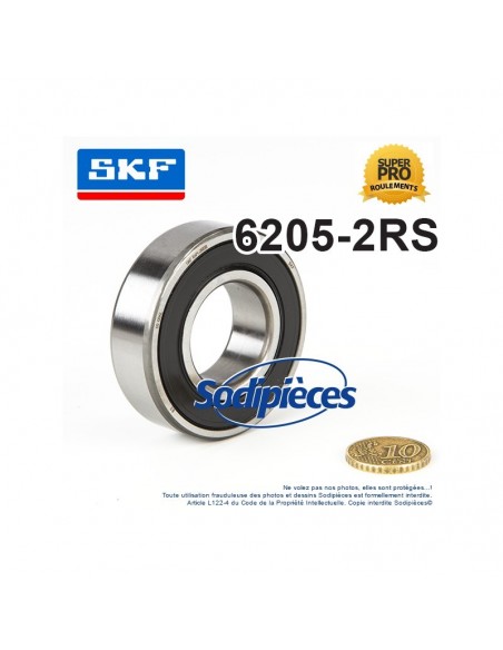 Roulement à billes 6205-2RS SKF. Double étanchéité