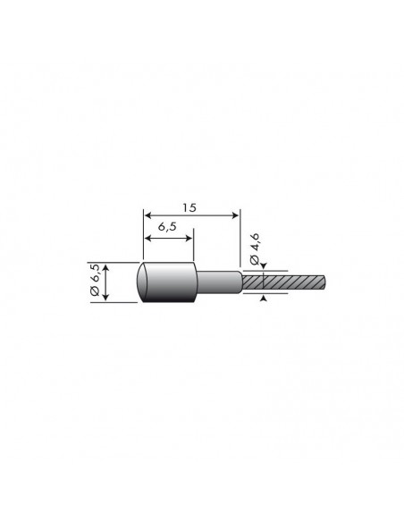 Câble souple Ø 2,5 mm. L : 2,5 m. Tête 6,5 x 6,5 mm