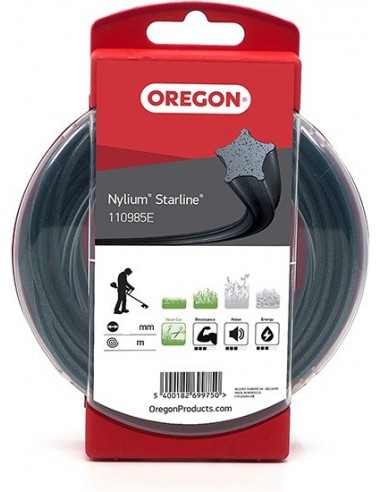 Fil Orégon Nylium étoilé. 3 mm x 15 m pour débroussailleuse