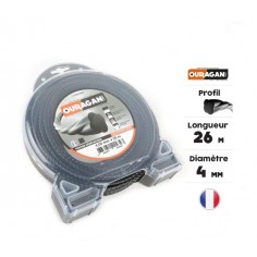 Fil débroussailleuse Ouragan 4 mm x 26 m. Spirale blister