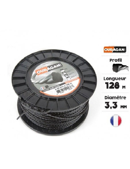 Fil débroussailleuse Ouragan 3.3 mm x 128 m. Bobine