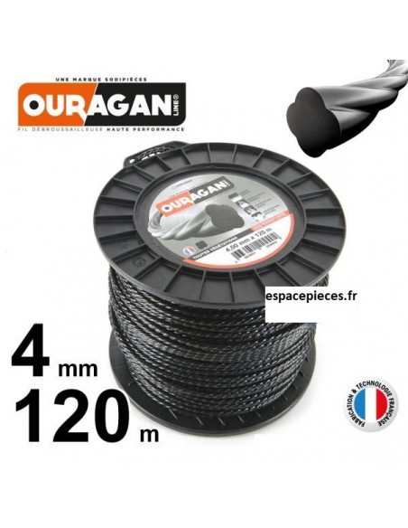 Fil débroussailleuse Ouragan 4 mm x 120 m. Bobine