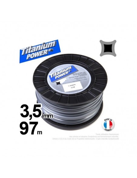 Fil débroussailleuse Titanium ®. Carré. Bobine : 3,5 mm x 97m