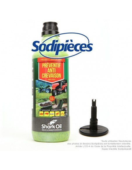 Préventif anti crevaison Shark Oil - OKO pour roue de tondeuse. 1 Litre.