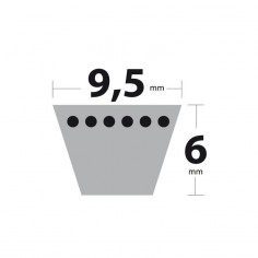 Courroie tondeuse 3L490 Kevlar Trapézoïdale. 9,5 mm x 1245 mm. 2