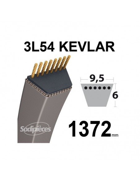 Courroie tondeuse 3L540 Kevlar Trapézoïdale. 9,5 mm x 1372 mm.