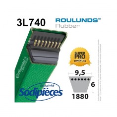 Courroie tondeuse 3L740 Roulunds Continental 9,5 x 6 x 1880 mm