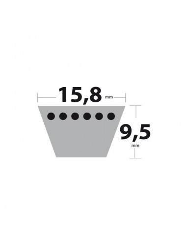 Courroie tondeuse 5L45 Kevlar Trapézoïdale. 15,8 mm x 1143 mm.