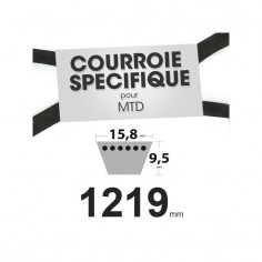 Courroie tondeuse spécifique MTD 7540370. 15,8 mm x 1219 mm.