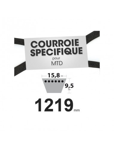 Courroie tondeuse spécifique MTD 7540370. 15,8 mm x 1219 mm.