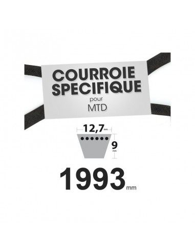 Courroie tondeuse spécifique MTD 954-0461. 12,7 mm x 1993 mm.