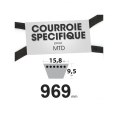 Courroie tondeuse spécifique pour MTD N° 7540240. 15,8 mm x 969 mm.