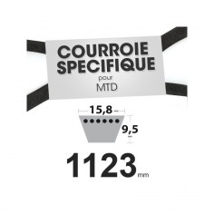 Courroie tondeuse spécifique pour MTD N° 7540281. 15,8 mm x 1123 mm.
