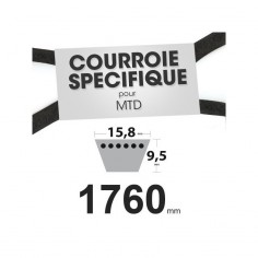 Courroie tondeuse spécifique pour MTD N° 7540329A, 954-04001, 7540433. 15,8 mm x 1760 mm.