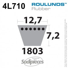 Courroie tondeuse 4L710 Roulunds Continental 12,7 x 7,2 x 1803 mm 2