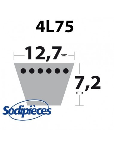 Courroie tondeuse 4L75 Kevlar Trapézoïdale. 12,7 mm x 1905 mm.