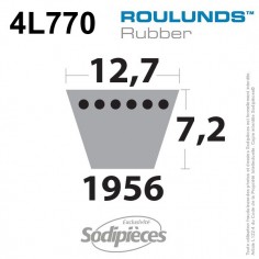 Courroie tondeuse 4L770 Roulunds Continental 12,7 x 7,2 x 1956 mm 2