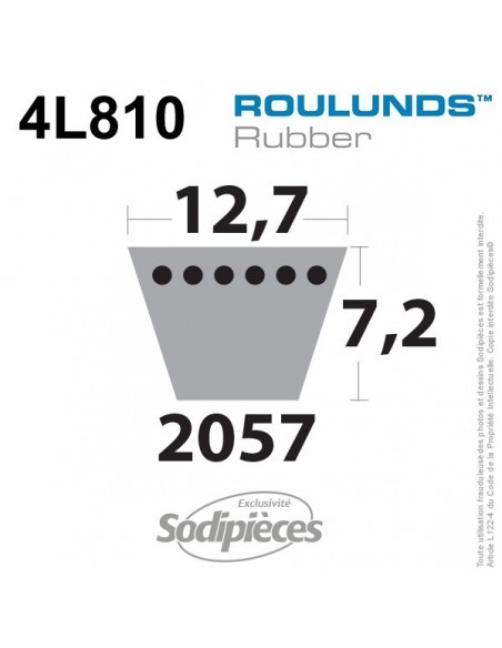 Courroie tondeuse 4L810 Roulunds Continental 12,7 x 7,2 x 2057 mm