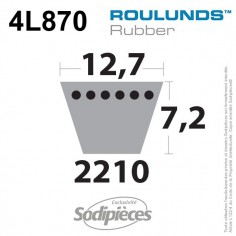 Courroie tondeuse 4L870 Roulunds Continental 12,7 x 7,2 x 2210 mm 2