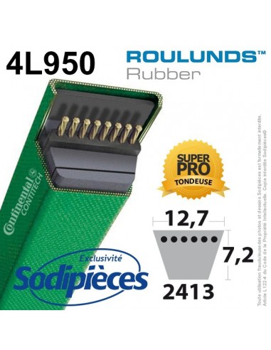 Courroie tondeuse 4L950 Roulunds Continental 12,7 x 7,2 x 2413 mm