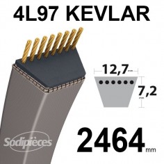 Courroie tondeuse 4L97 Kevlar Trapézoïdale. 12,7 mm x 2464 mm.