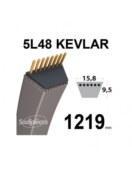 Courroie tondeuse 5L48 Kevlar Trapézoïdale. 15,8 mm x 1219 mm.