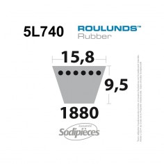 Courroie tondeuse 5L740 Roulunds Continental 15,8 x 9,5 x 1880 mm 2