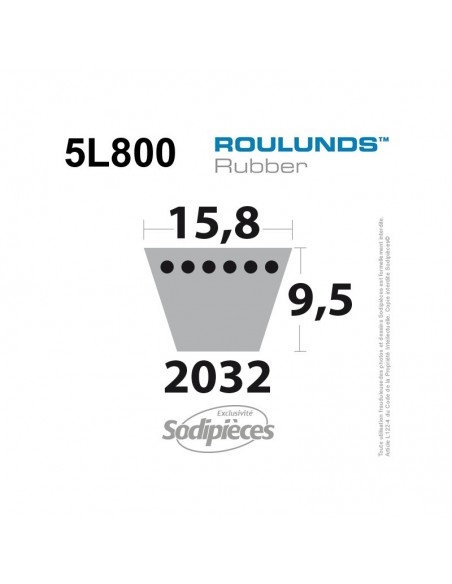 Courroie tondeuse 5L800 Roulunds Continental 15,8 x 9,5 x 2032 mm