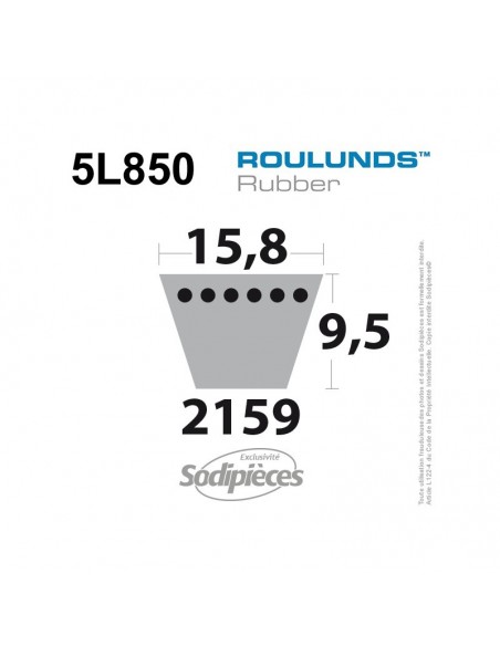 Courroie tondeuse 5L850 Roulunds Continental 15,8 x 9,5 x 2159 mm