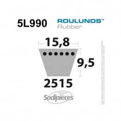 Courroie tondeuse 5L990 Roulunds Continental 15,8 x 9,5 x 2515 mm 2
