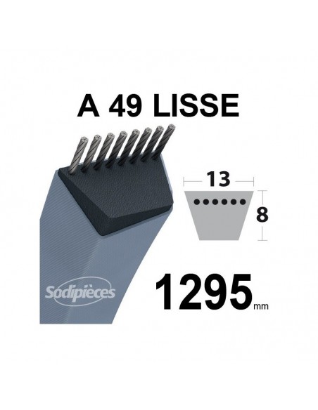 Courroie tondeuse A49 Trapézoïdale. 13 mm x 1295 mm.