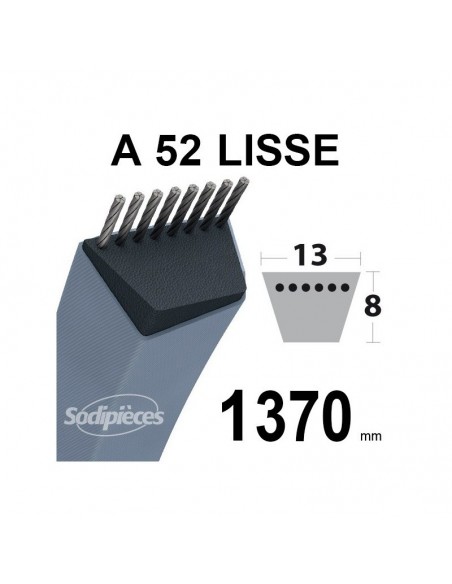 Courroie tondeuse A52 Trapézoïdale. 13 mm x 1370 mm.