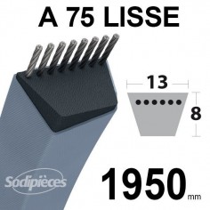 Courroie tondeuse A75 Trapézoïdale 13 mm x 1950 mm.