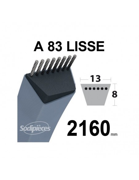 Courroie tondeuse A83 Trapézoïdale. 13 mm x 2160 mm.