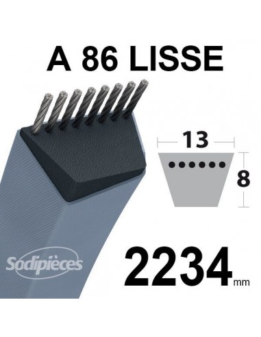 Courroie tondeuse A86 Trapézoïdale 13 mm x 2234 mm.