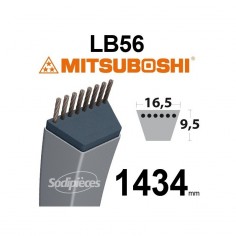 Courroie tondeuse LB56 Mitsuboshi. 16,5 mm x 1434 mm.