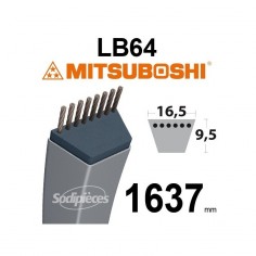Courroie tondeuse LB64 Mitsuboshi. 16,5 mm x 1637 mm.