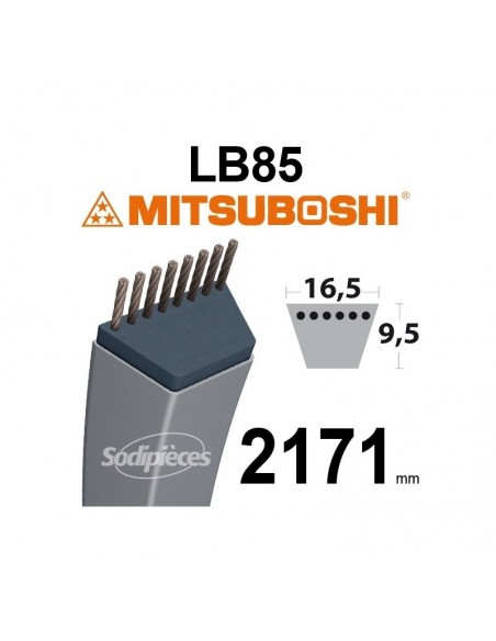 Courroie tondeuse LB85 Mitsuboshi. 16,5 mm x 2171 mm.