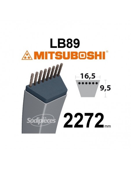 Courroie tondeuse LB89 Mitsuboshi. 16,5 mm x 2272 mm.