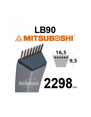 Courroie tondeuse LB90 Mitsuboshi. 16,5 mm x 2298 mm.
