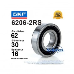 Roulement à billes 6206-2RS SKF. Double étanchéité