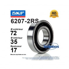 Roulement à billes 6207-2RS SKF. Double étanchéité