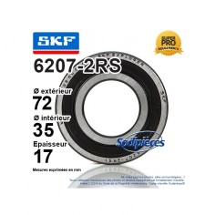 Roulement à billes 6207-2RS SKF. Double étanchéité 2