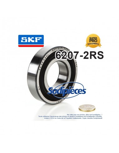 Roulement à billes 6207-2RS SKF. Double étanchéité