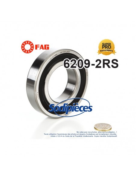 Roulement à billes 6209-2RS FAG. Double étanchéité